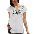 thumbnail image 1 of TSADFHJI Hauts pour Femmes Manches Longues Décontracté Mode Décontractée Manches Courtes Col en V T-Shirt Blouse TTG Blanc, 1 of 7