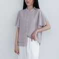 thumbnail image 6 of WREESH Women's Chiffon Button Down Shirt Mandarin Collar Ruffle Sleeve Flowy Summer Blouse, 6 of 8