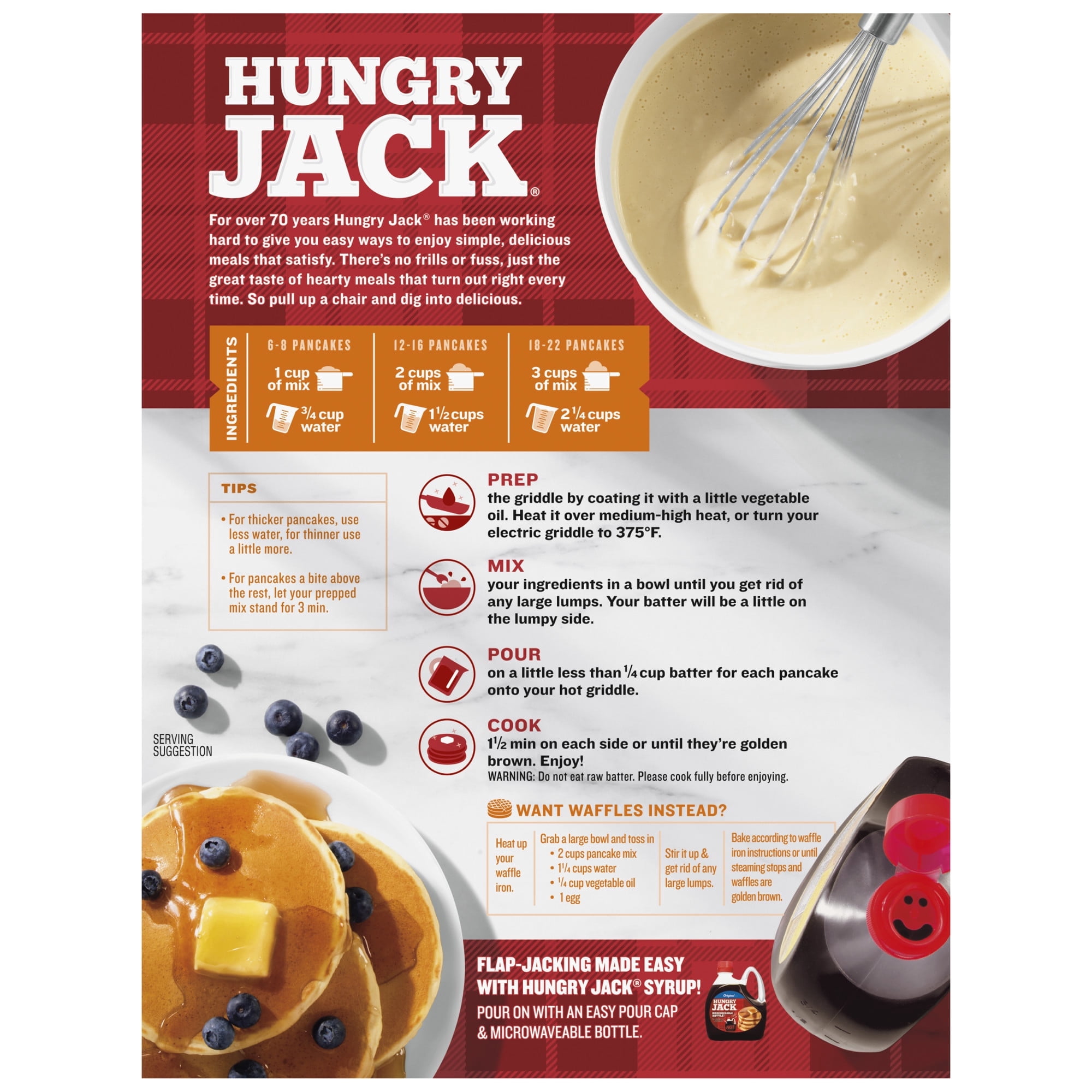 Hungry Jack Complete Buttermilk Pancake Mix and Waffle Mix 32 Oz Box (Pack of 8)