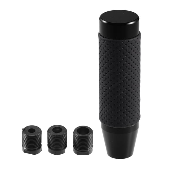 Unique Bargains Gear Shift Knob Aluminum Alloy Cylinder for Automatic and Manual Vehicle with 3 Adapter Black 1 Set