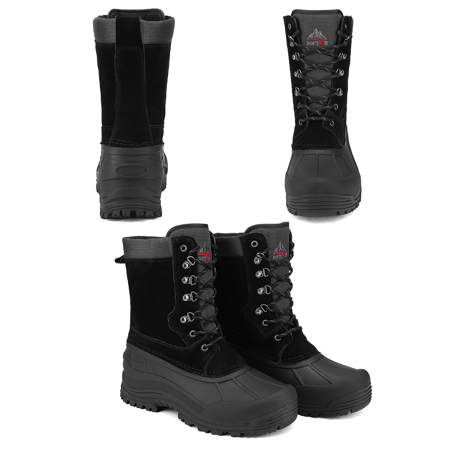 Nortiv8 Mens Winter Warm Outdoor Hiking Boots Snow Boots Insulated Waterproof Work Boots Shoes Terrex-2M Black Size 8