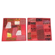Mogul Ethnic Indian Pink Cushion Covers Vintage Patchwork Bohemian Decor Pillow Cases 16" x 16"
