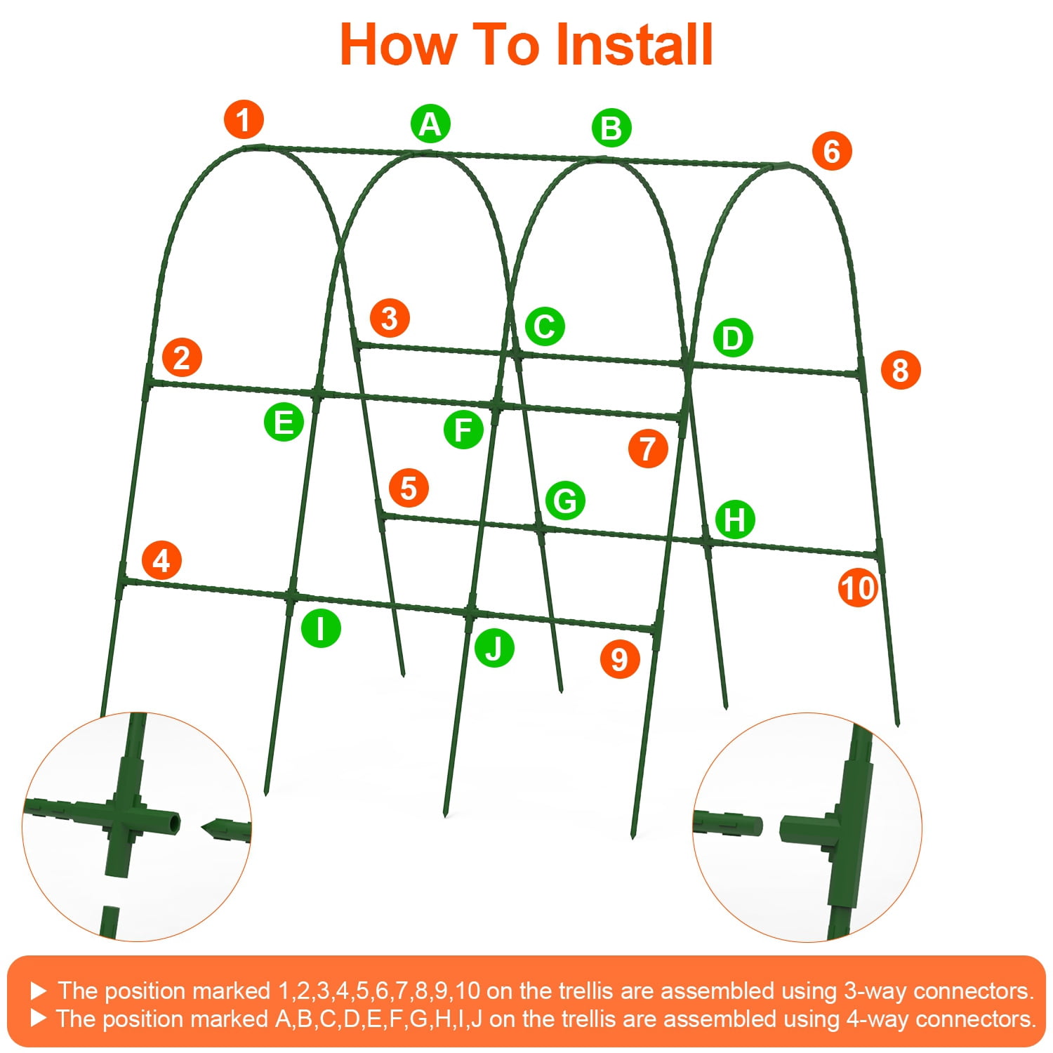 iMountek Cucumber Trellis for Raised Bed Arch Garden Trellis 49.6in x 47.2in Green Iron U-Shaped Trellises