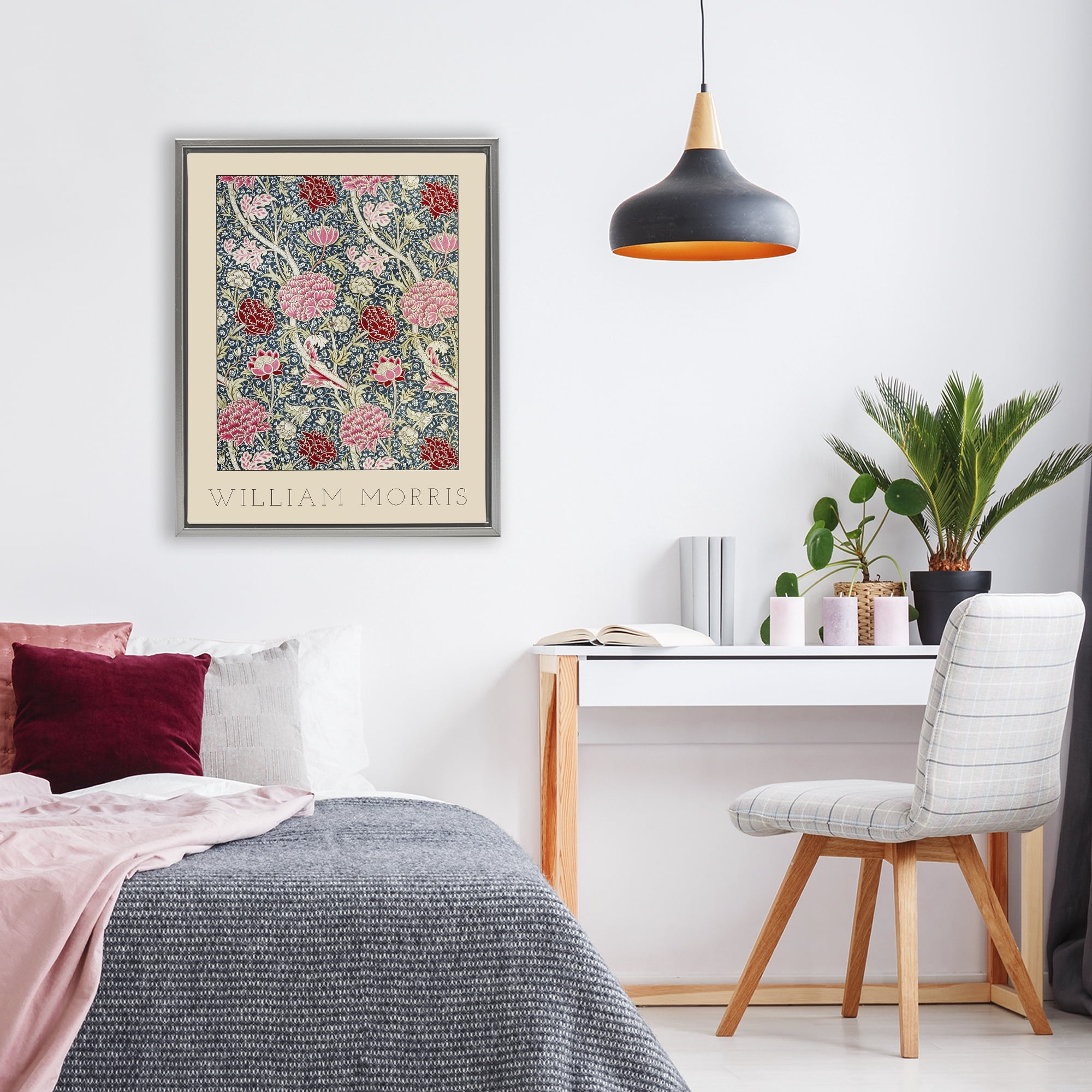 Stupell Industries Ornate Intertwined Flower Classic Gray Framed Floater Canvas Wall Art, design by Lil' Rue