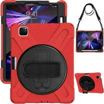 XYX Case for iPad Air 11 (2025)/iPad Air 11 (2024)/iPad Pro 11 inch (2022/2021/2020/2018) with 360 Degree Rotating, Hand Strap, Shoulder Strap, Red