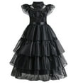 thumbnail image 6 of Wednesday Dance Dress for Girls Addams Costume Black Mesh Dress Halloween Cosplay Outfit for Girls, 6 of 7
