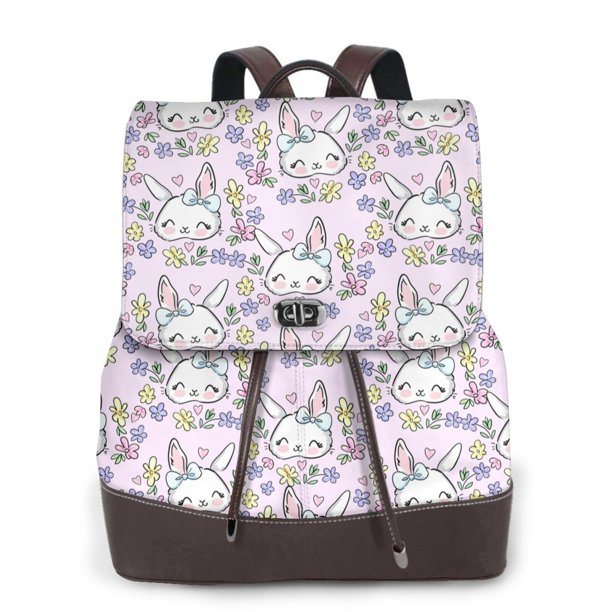 Fotbe Purple Rabbit Mochila Bolso con Estampado para Mujer, Mochila Antirrobo de Nylon Impermeable, Bolsa Ligera de Hombro