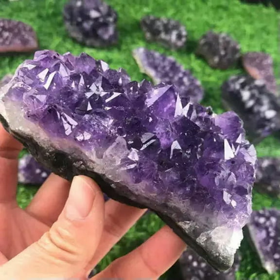 EOEMY Natural Amethyst Quartz Crystal Cluster Rough Stone Druzy Geode Specimen Healing-Around 100-150G