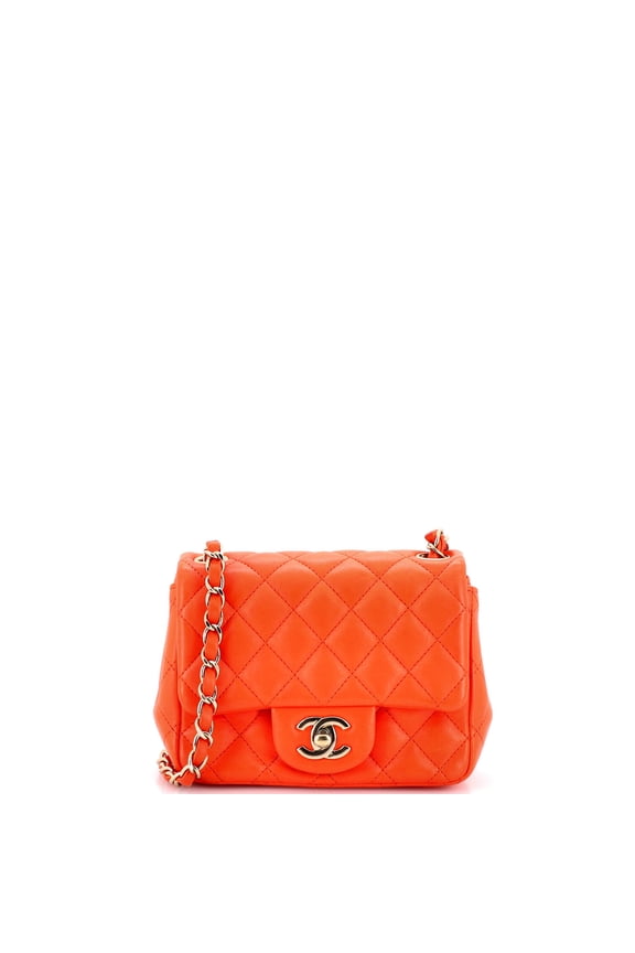 Pre-Owned Square Classic Single Flap Bag Quilted Lambskin Mini By Rebag