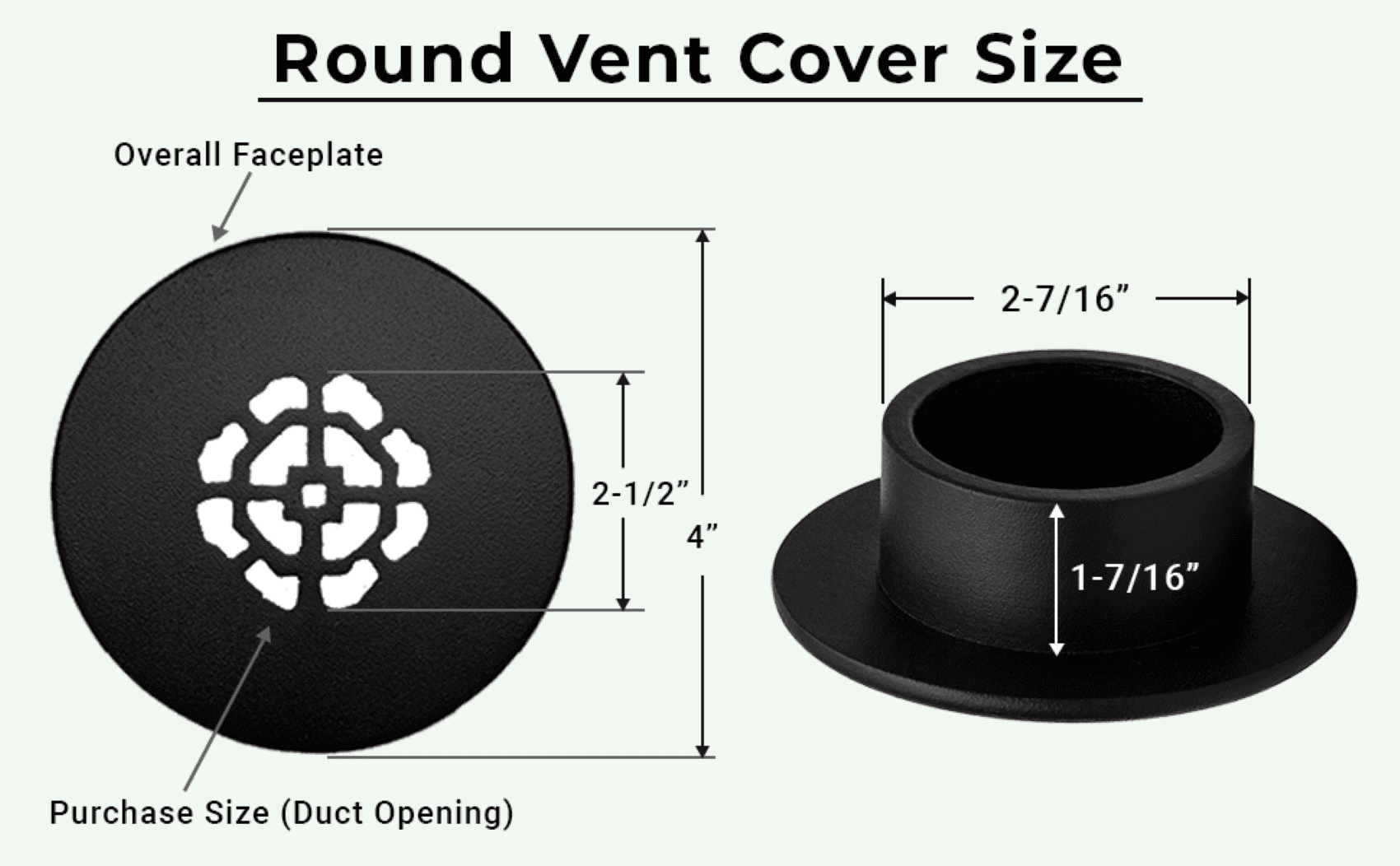 Achtek 2.5" Duct Opening Solid Cast Aluminum Round Grille ( 4" Round Overall) | Powder Coated White - With Holes For Wall / Ceiling