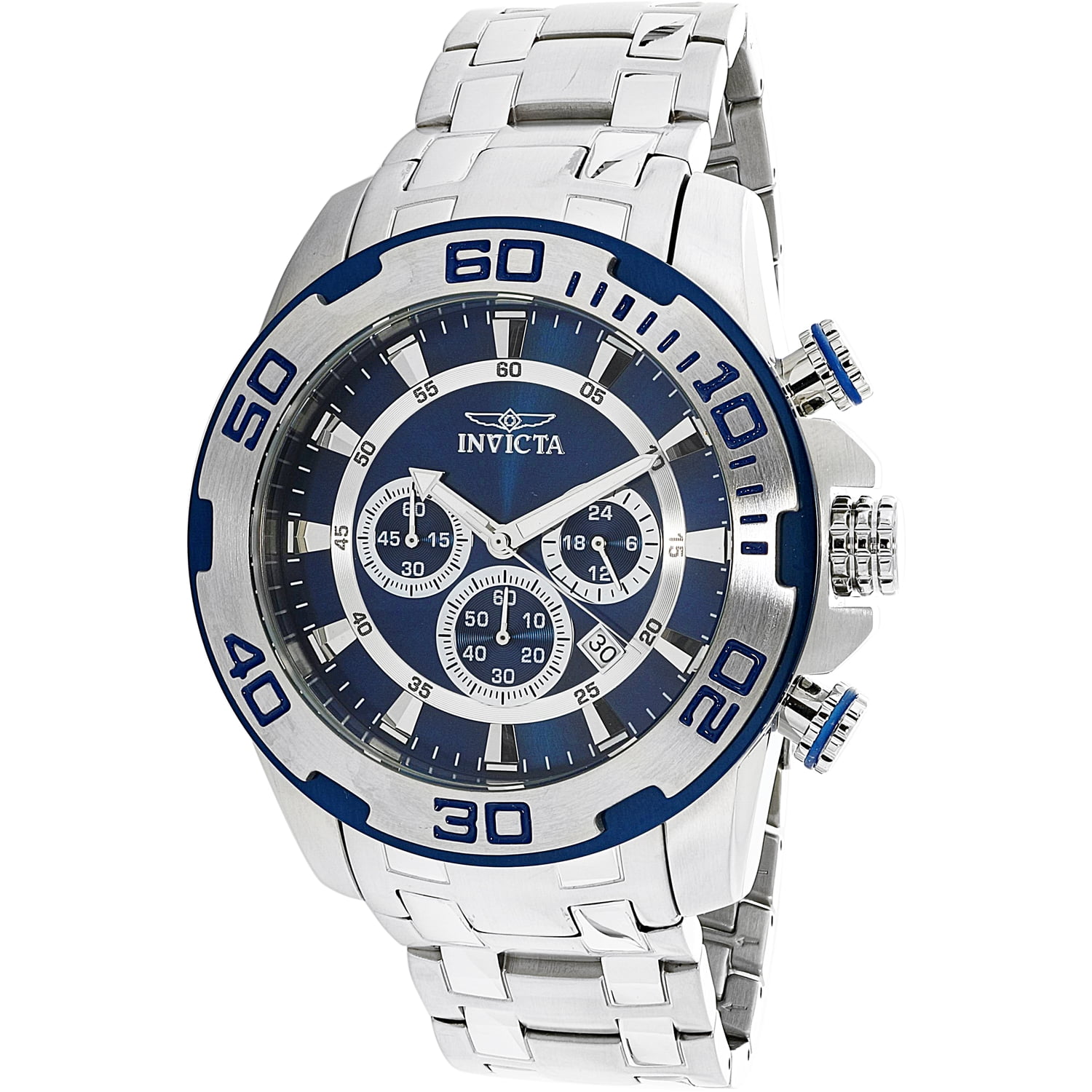 Invicta Men s Pro Diver 22319 Blue Stainless Steel Swiss Chronograph Dress Watch Walmart