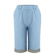 thumbnail image 3 of Womens Casual Linen Cotton Pants Casual Womens Shorts Plus Size Summer Shorts Shorts For Women Casual Summer Cotton Linen Shorts For Women Wide Leg Jean Bermuda Shorts Womens Baggy Jean Shorts, 3 of 9