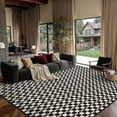 thumbnail image 6 of BERTHMEER 8'x10' Large Area Rugs for Living Room Modern Checkered Plaid Rugs Soft Faux Wool Bedroom Office Dining Room Farmhouse Geometric Contemporary Washable Non Slip Rugs Carpets, Black, 6 of 6