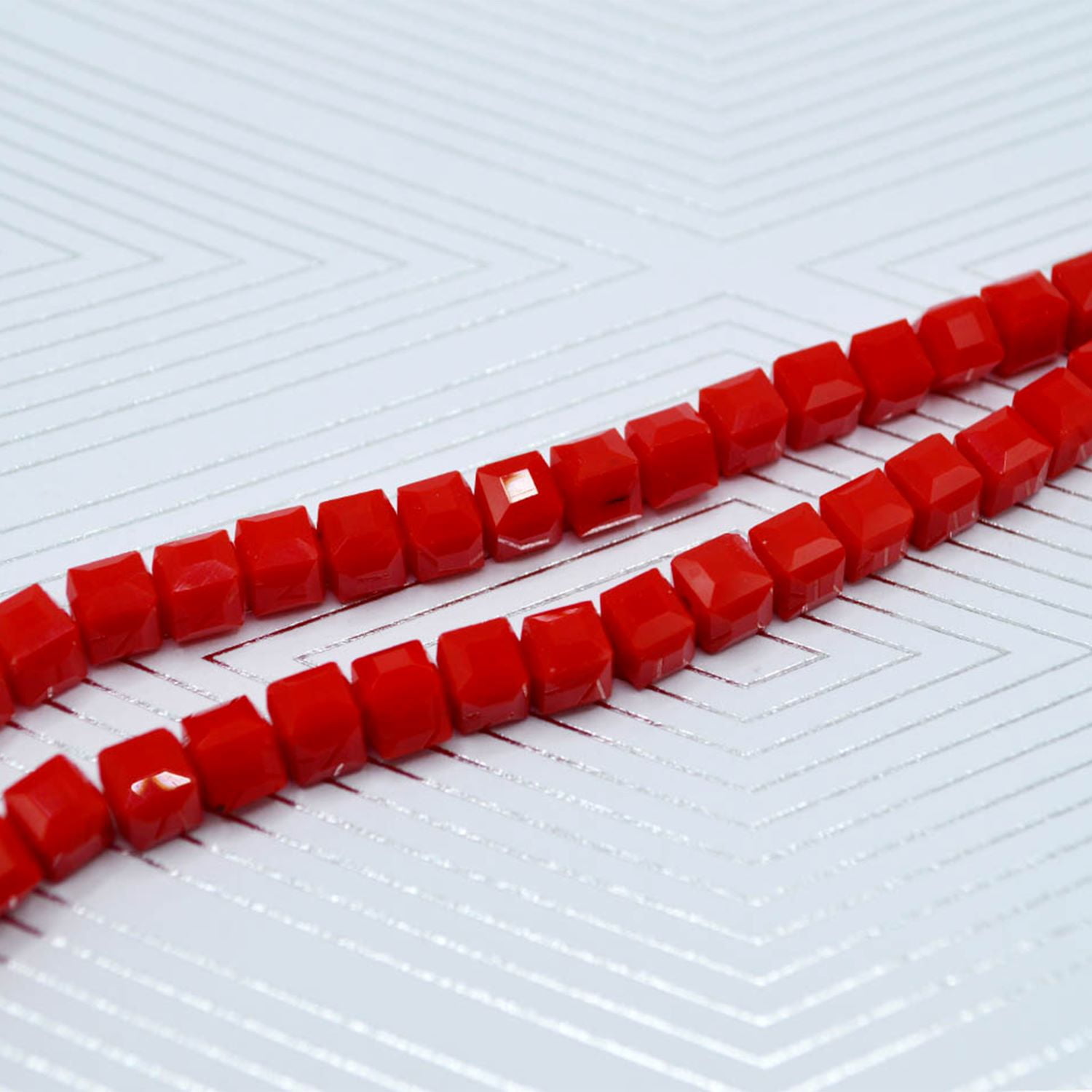 (2 pack) Jesse James Glass Strand Beads, Cube Shape, Red Color, Unisex, Suitable for Ages 16 and Up, 1 Piece