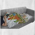 thumbnail image 6 of Boston Soft Flannel Fleece Throw Blanket, Cartoon Illustration of Vibrant City Life and Flying Tiny Seagulls Above the Town, Cozy Plush for Indoor and Outdoor Use, 60" x 80", Multicolor, by Ambesonne, 6 of 6