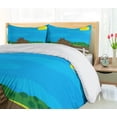 thumbnail image 5 of Ambesonne Pony Duvet Cover Sets, Farm Horse and Chicken Cartoon, 2-Queen, Sky Blue Taupe, 5 of 7