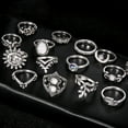 thumbnail image 5 of Soumake 14Pcs Vintage Sunflower Moon Finger Midi Knuckle Rings Set Women Party Jewelry, 5 of 7