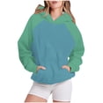 thumbnail image 1 of Timegard Sweatshirts for Women Long Sleeve Hoodies Pullover Fall Color Block Loose Tops with Pockets, 1 of 5