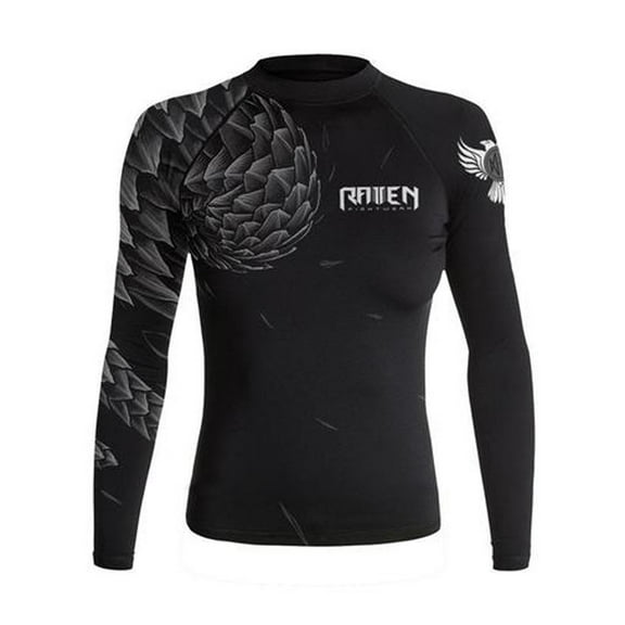 Raven Fightwear Women's Power Pangolin Rash Guard MMA BJJ Black/Black