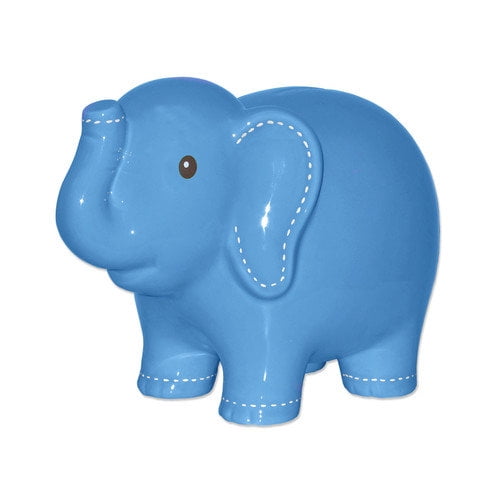 Child to Cherish Ceramic Stitched Elephant Piggy Bank, Blue