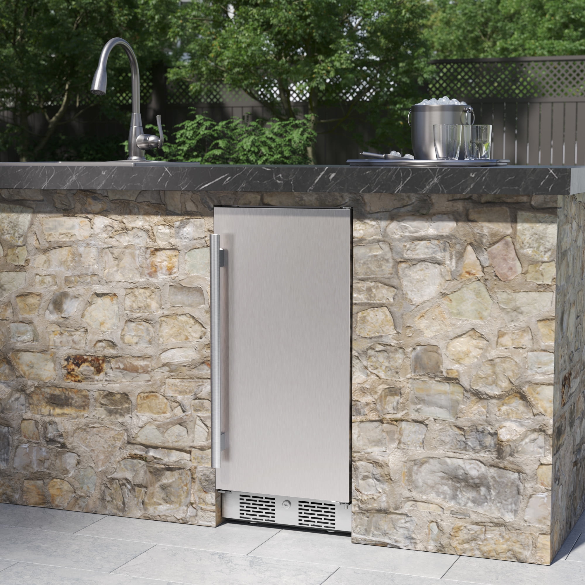 Avallon Afr152odrh 15" Wide 3.3 Cu. Ft. Outdoor Compact Refrigerator - Stainless Steel