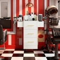 thumbnail image 3 of 4 EVER WINNER White & Gold Barber Cabinet with Gold Handles, Rolling Salon Storage Cart, 3 Drawers & 6 Hair Dryer Holders for Stylists Salon Home, 3 of 9