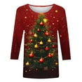thumbnail image 4 of Christmas Tops for Women Tops Plus Size Cotton Fall 3/4 Sleeve Shirts Cotton Work Blouses Long Sleeve Boho, 4 of 5