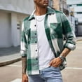 thumbnail image 5 of XFYSSS Men's Casual Personality Checkered Printing Button Pocket Lapel Fashion Long Sleeve Turndown Collar Casual Outwear & Jackets, 5 of 6