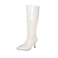 thumbnail image 2 of Women's Boots Solid Color Pointed Toe Side Zipper Mid-Calf Boots Stretch Shaft Sturdy Heel Comfort Fashion Fall Winter Casual Outdoor Daily Wear, 2 of 8