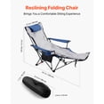 thumbnail image 2 of KFFKFF Chaise de Camping Inclinable, 4 Positions Réglables, Chaise Longue Pliante Portable pour Adultes, Chaise de Plage en Maille, Bleu, 2 of 9