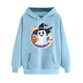thumbnail image 4 of GaThRRgYP Chic Fall Sweatshirt Women,Women Long-sleeved Hooded Pocket Halloween Printed Casual Loose Sweatshirt Blue XXXL, 4 of 4