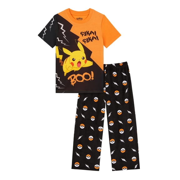 Pokemon Boys Halloween Short Sleeve Sleep Top and Pants Pajama Set, 2-Piece, Sizes 4-12