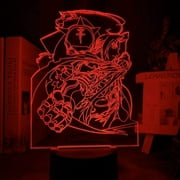 3D Illusion Night Light with Remote Control Manga Fullmetal Alchemist Edward Elric Figure Night Light Led Color Changing Kids Bedroom Decorative