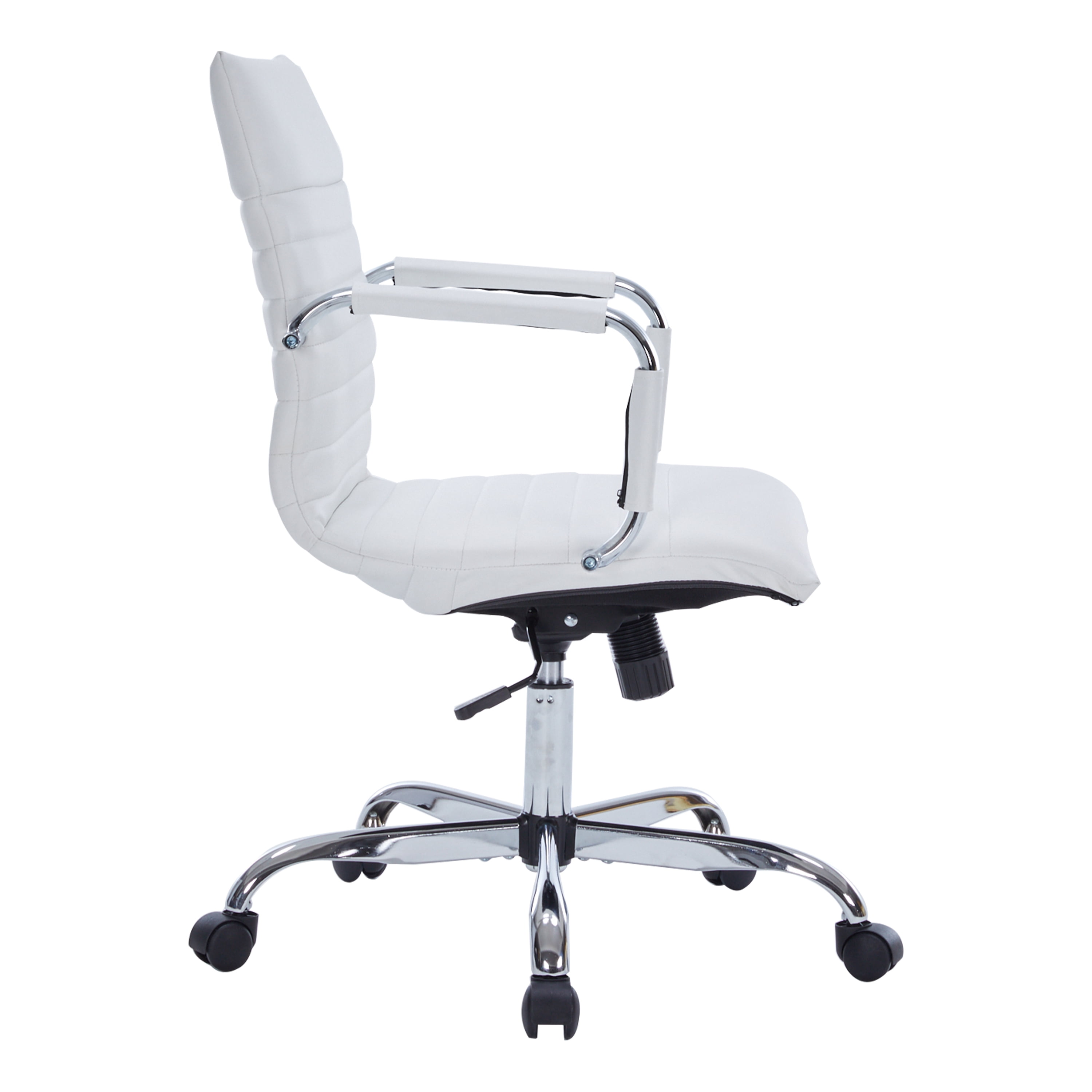 LeisureMod Harris Modern Adjustable Swivel Leather Task Office Chair with Tilt and Ergonomic Design, White