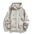 thumbnail image 4 of LYSMORA Men's Hooded Windbreaker Jacket Zip‑Snap Closure Long Sleeve Utility Rain Coat with Drawstring Hood Relaxed Fit Outerwear for Winter Outdoor, 4 of 7