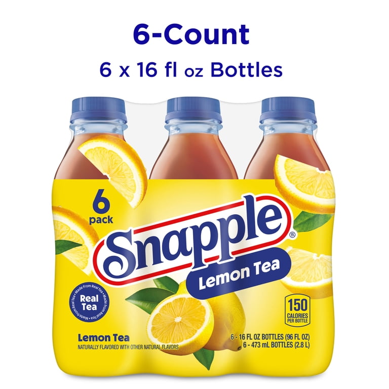 Snapple All Natural Lemon Tea, 16 fl oz, 6 Bottles in 100
