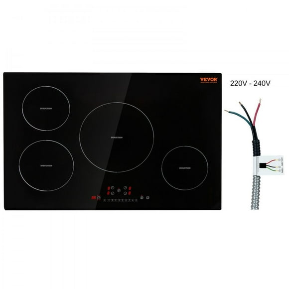 Electric Cooktop 4 30 Inch Induction Magnetic Cooktop 7500W 9 Heating Levels LED Touch Screen Child Lock Over Temperature Protection