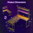 L Shaped Gaming Desk with Hutch & Power Outlets & LED Strip & Monitor