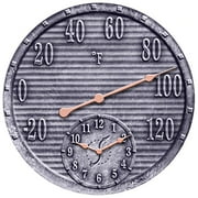 Springfield, 12" Cast Aluminum Thermometer with Clock