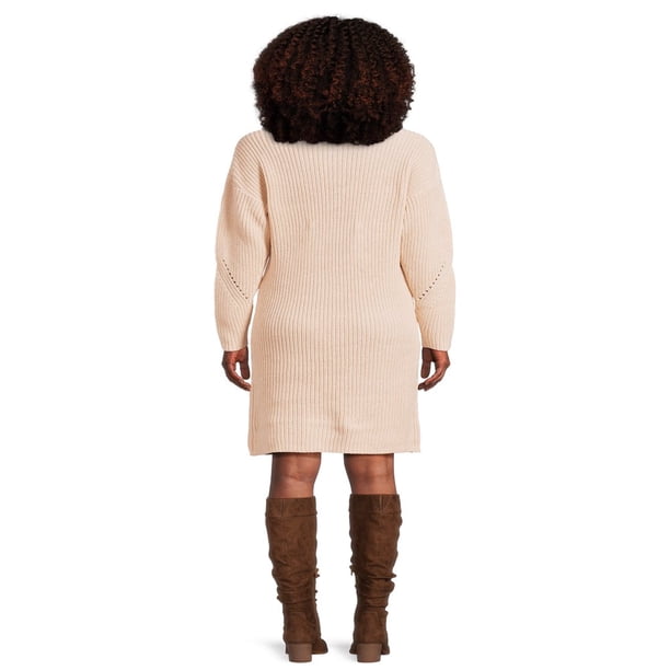 shaker knit sweater dress Time and Tru Women's Shaker Knit Sweater Dress Sizes XS-XXXL