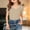 Beige, variant on Big Girls T-Shirts Tops Short Sleeve Ribbed V Neck T Shirt Comfortable Casual Tops For Big Kids And Tweens Soft Breathable Daily Wear Brown 7-8T