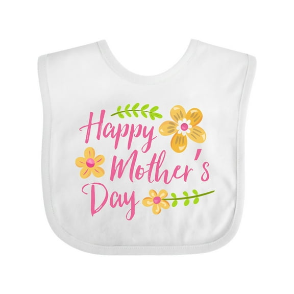 Inktastic Happy Mothers Day with Flowers Boys or Girls Baby Bib