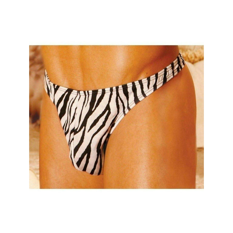 Elegant Moments Men's Sexy Zebra Animal Print Thong Underwear One Size 