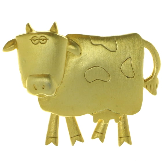 Cow Brooch-Pin Gold-Tone