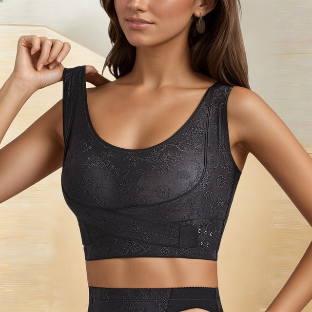 Front Closure Back Support Underwire Sports Bra with Side Smoothing for Everyday Comfort and Lift