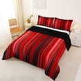 thumbnail image 3 of jejeloiu Red Black Gradient Stripe Texture Full Size Comforter Sets Kids,Ombre Pattern Bedding Sets,Reversible,3 Pieces, 3 of 8