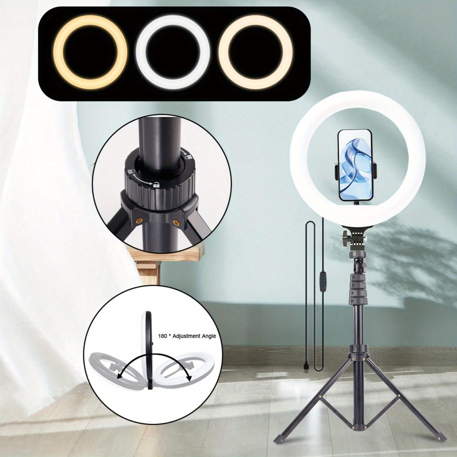 10"/190 cm Professional RGB Selfie Ring Light & Tripod Stand – Extendable 17-64" Height, 48 Dynamic Lighting Modes for Content Creators, Gamers, and Beauty Influencers (iPhone/Android)