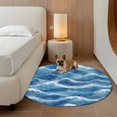thumbnail image 3 of Ocean Waves Round Living Room Rugs 3.3 ft, Blue Sea Water Nautical Nature Scenery Washable Area Rug with Non-Slip Sturdy Edge Binding Round Front Door Mat Floor Carpet for Entryway, 3 of 9