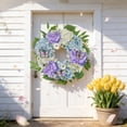 thumbnail image 4 of 19.7" Easter Hydrangea & Butterfly Decorative Wreath, Artificial Floral Hanging Garland Door Decor for Wall & Front Door Spring & Home Decoration, 4 of 6