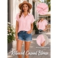 thumbnail image 5 of OHHSHEEN Women's Button Down Shirts – Short Sleeve V Neck Blouses for Women, Work Shirts Office Casual Tops, 5 of 6